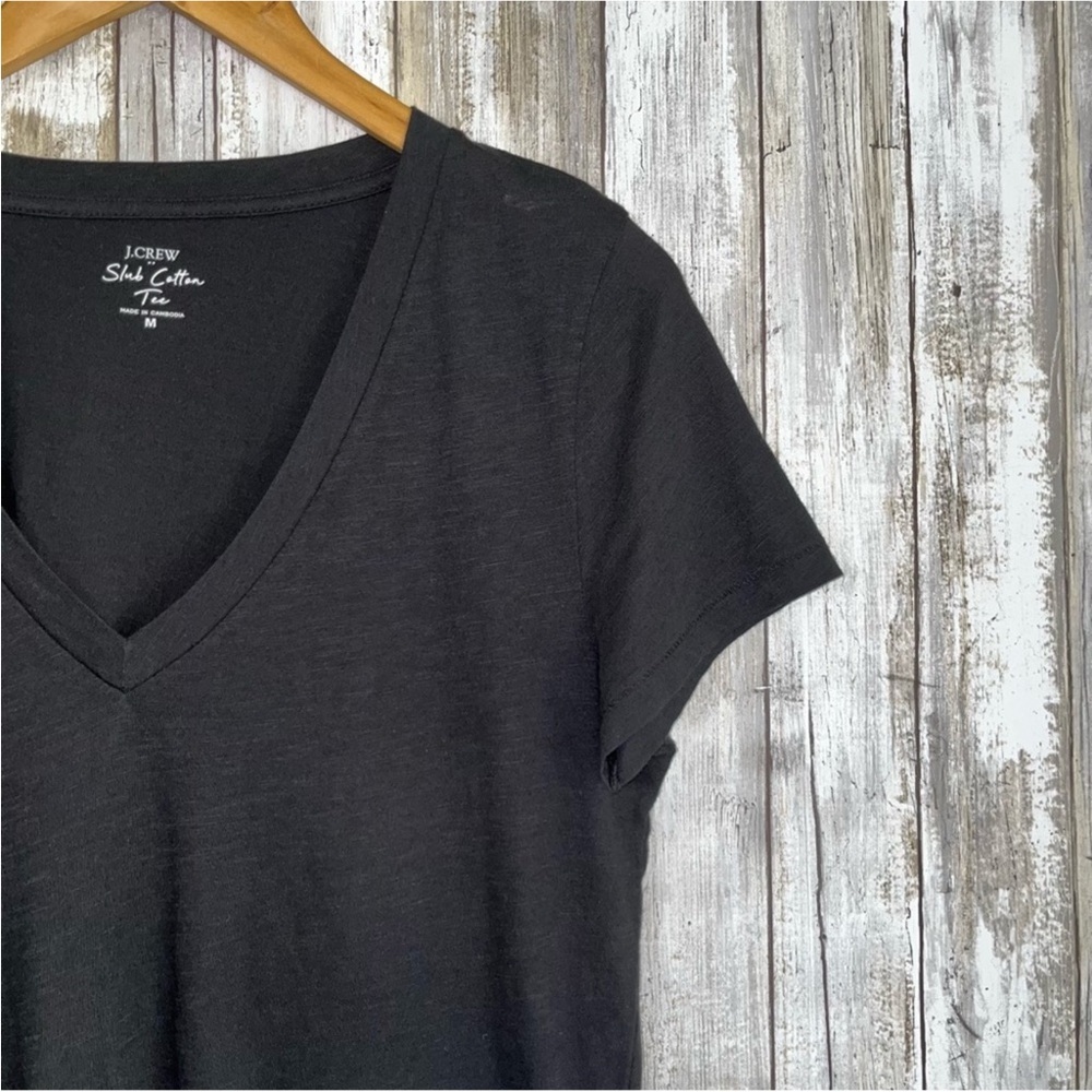 J. Crew Black Slub Cotton Short Sleeve Tee - Picture 2 of 3